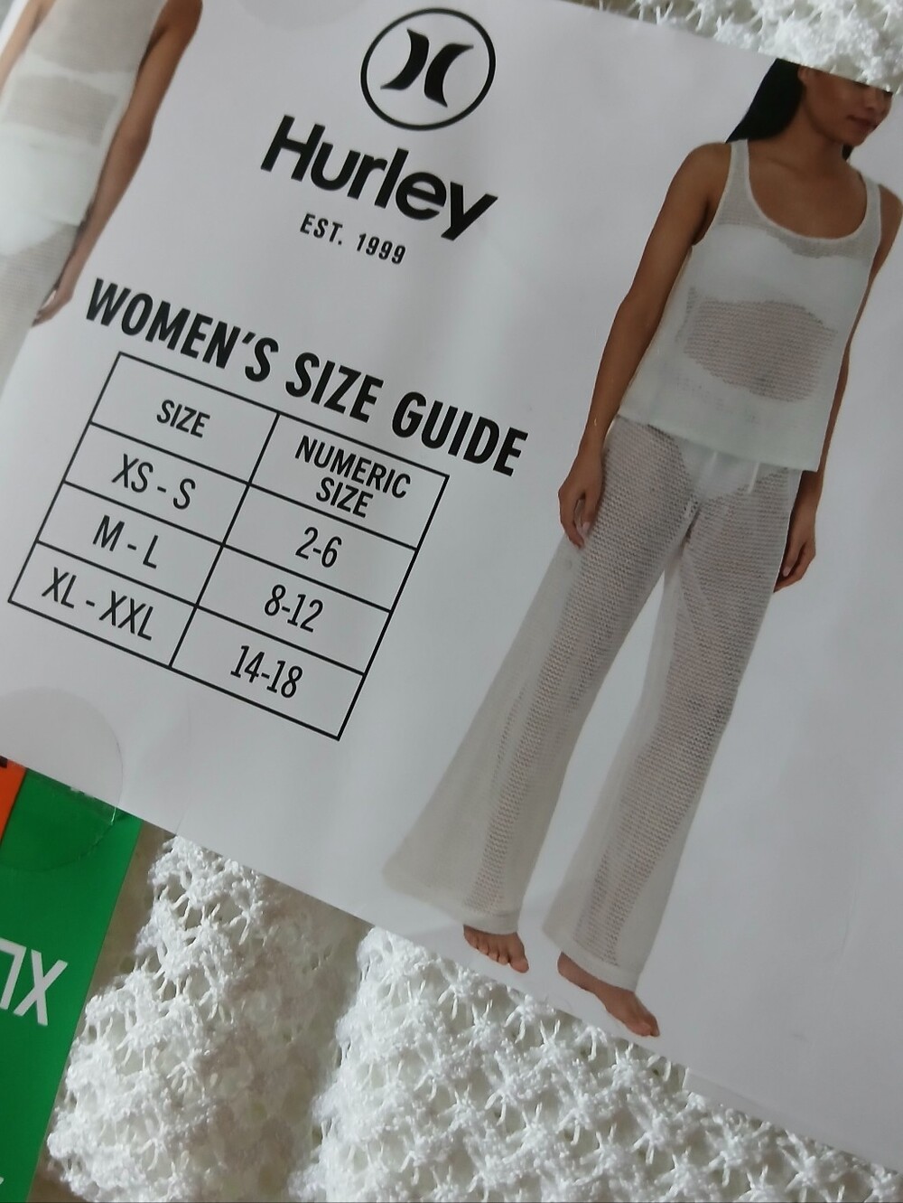 HURLEY Cream Mesh Beach Cover-Up SET - TANK TOP & PANTS - XL/XXL - Picture 8 of 9